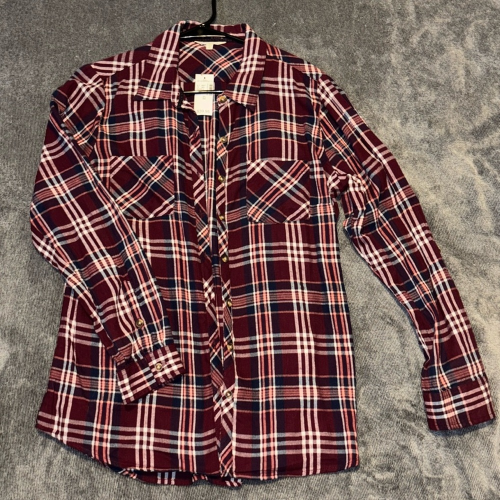 NWT Krazy Kat Dressbarn Button Down Flannel